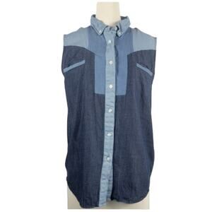Jonathan Simkhai sleeveless denim chambray button up shirt size medium